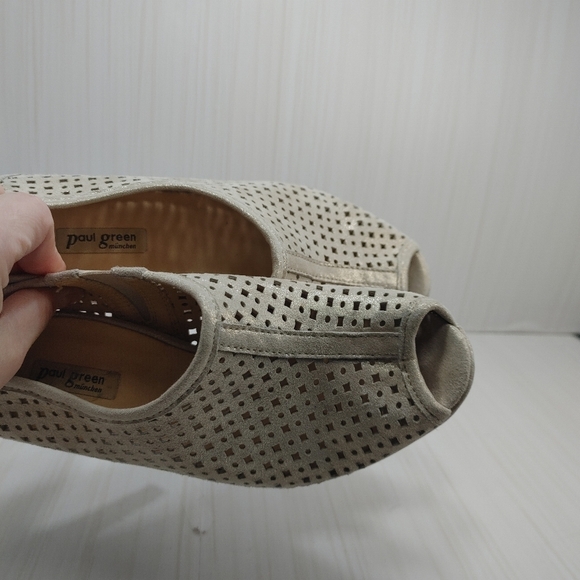 Paul Green Passion Bootie Lazer Cut Perforated Peep Toe Platform Ankle Shootie - Picture 8 of 10